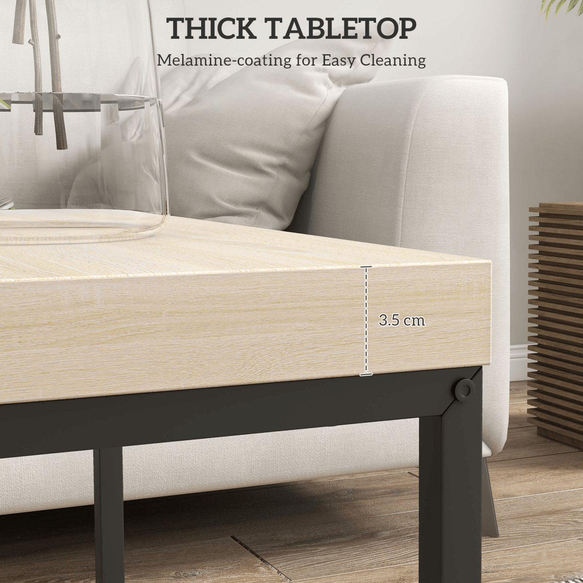 HOMCOM Coffee Table Set of 2, Nest of Tables with 3.5cm Thick Tabletop