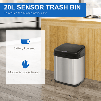 Large 20L Stainless Steel Kitchen Bin With Auto Sensor