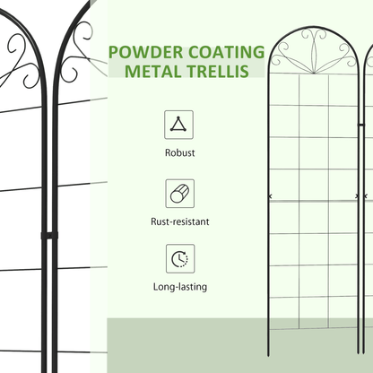 Outsunny Set of 2 Metal Trellis for Climbing Plants, Grid Design