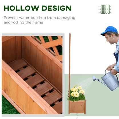 Garden Wooden Planter Box with Trellis 76x36x170cm