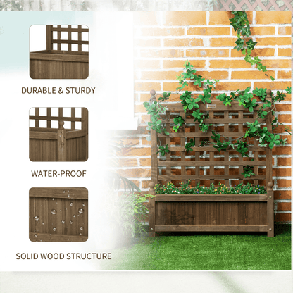 Garden Planters with Trellis for Climbing Vines Indoor Outdoor Brown
