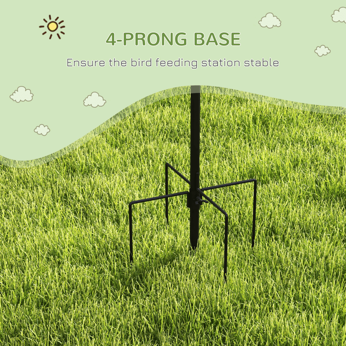 Bird Feeding Station Kit Wild Bird Feeder Pole w/ 6 Hooks 4 Hanging Feeders