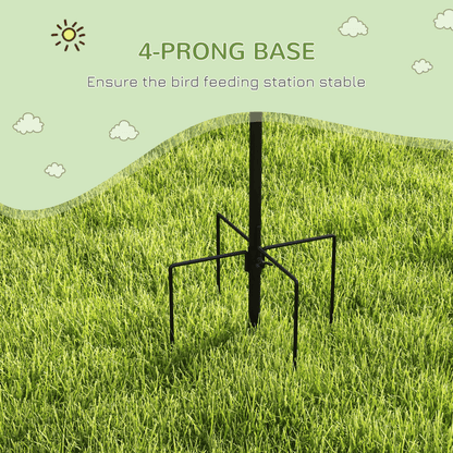 Bird Feeding Station Kit Wild Bird Feeder Pole w/ 6 Hooks 4 Hanging Feeders