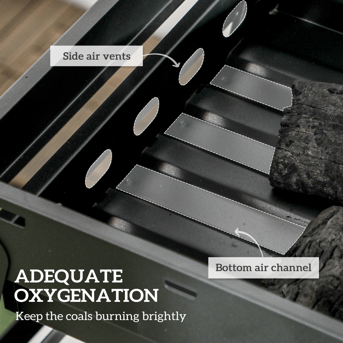 Outsunny Portable Charcoal Grill with Pull-Out Charcoal Basin