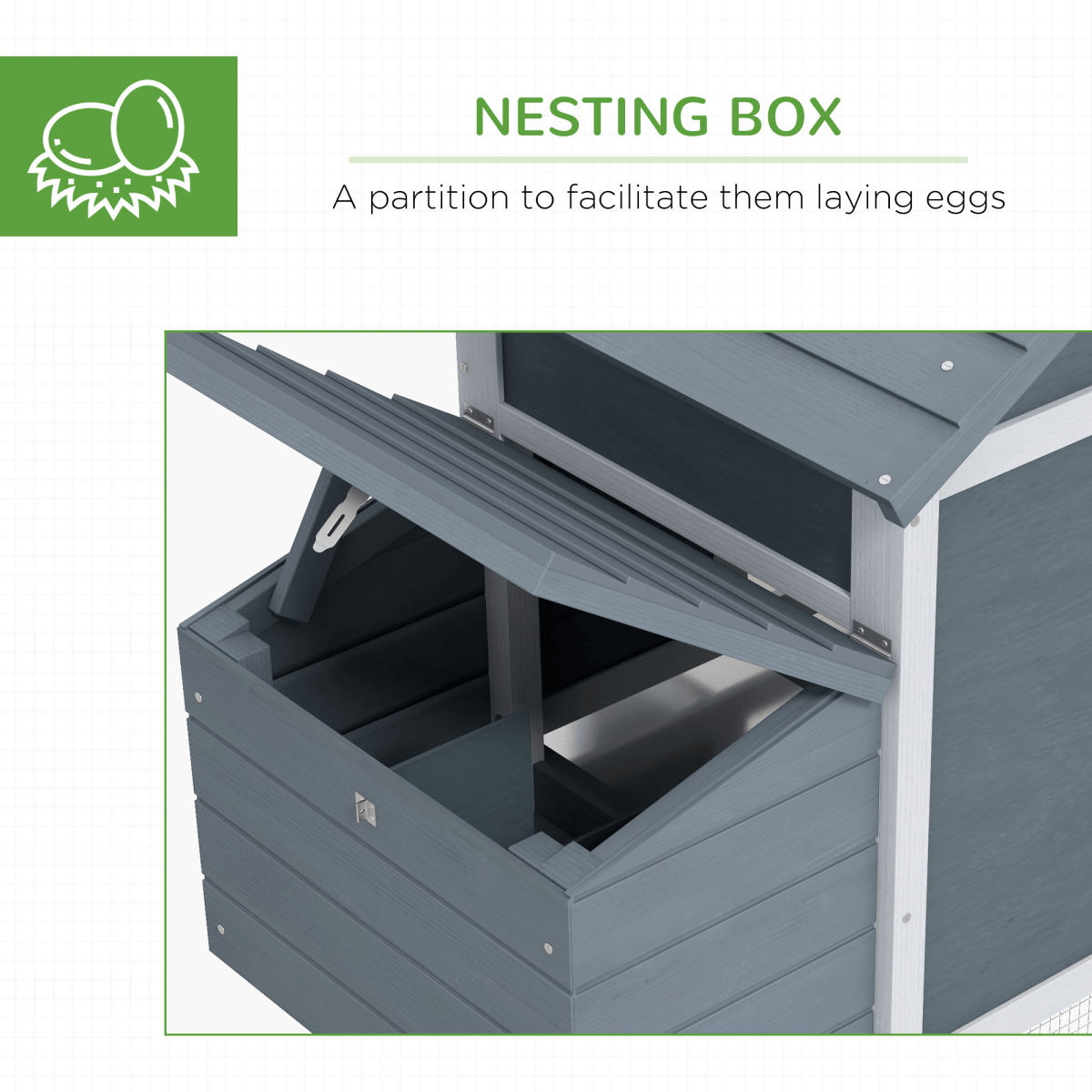 Small Chicken Coop Hen Cage Nesting Box w/ Outdoor Run Grey 150.5 x 54 x 87 cm