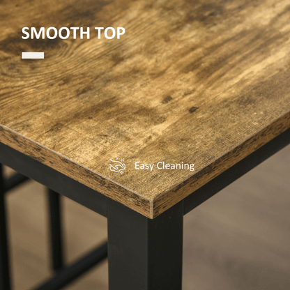 Industrial Bar Table Set, 2 Stools, 3PC Counter Height Rustic Brown