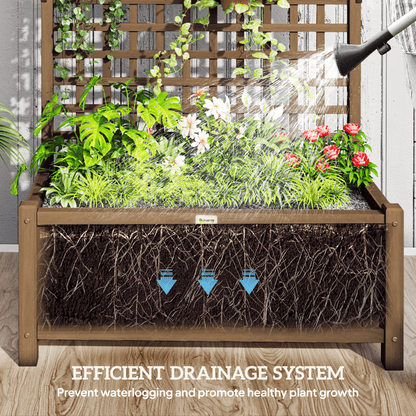 Wooden Trellis Planter with Drain Holes, Privacy Screen Raised Beds for Garden