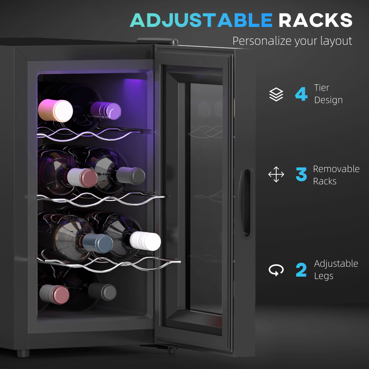 HOMCOM Freestanding Wine Cooler Fridge holds 8 Bottle, 21 Litre Capacity