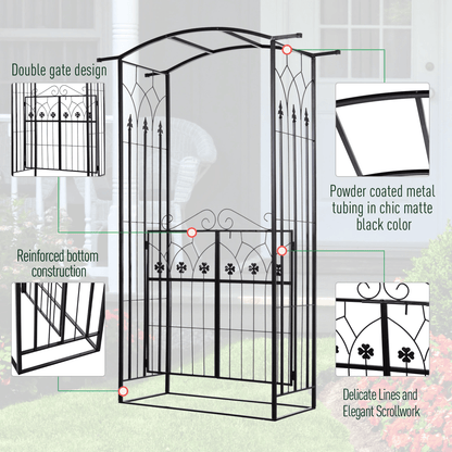 Outsunny Garden Entrance Arch Outdoor Patio Rose Trellis for Climbing Plants