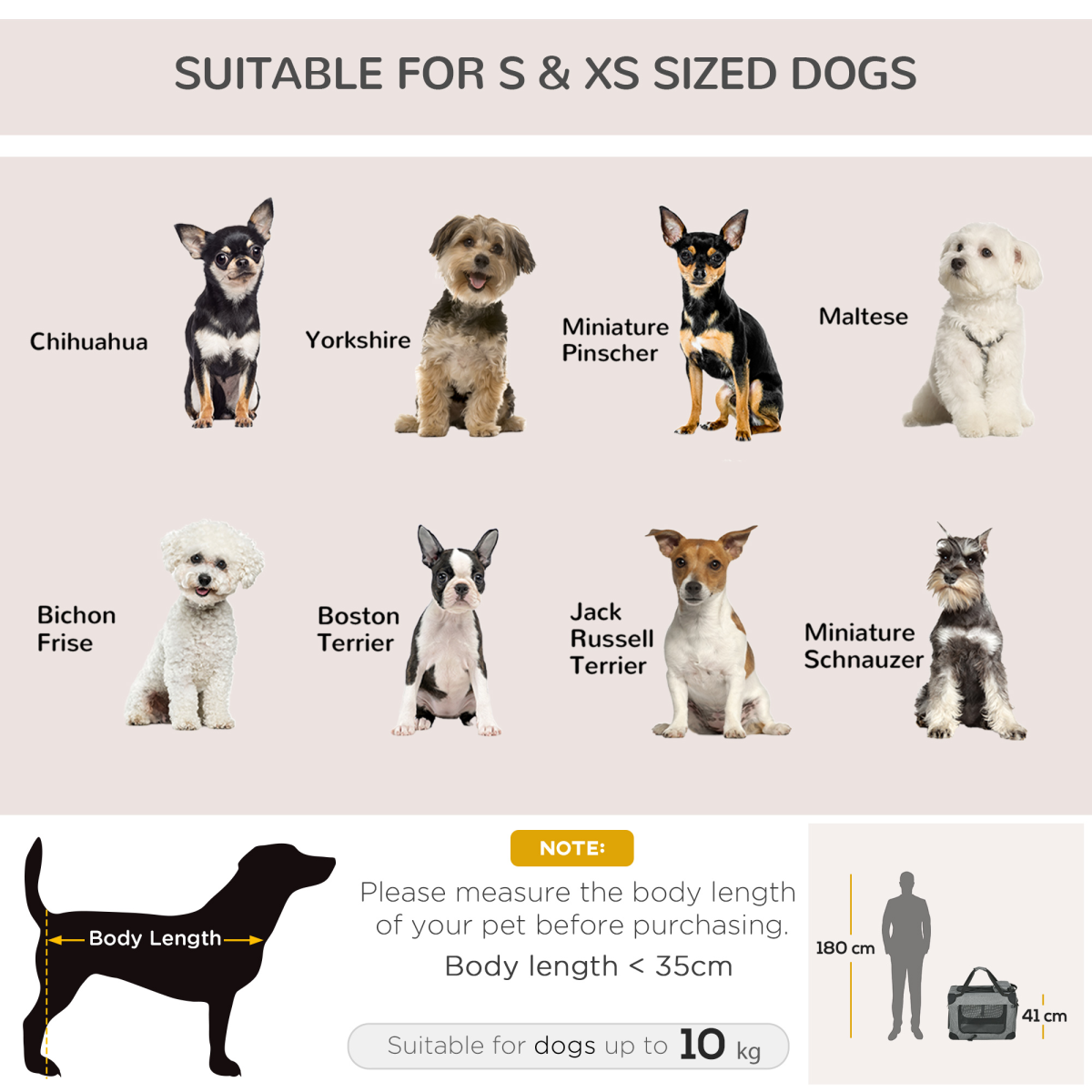 PawHut Folding Pet Carrier Bag House With Cushion Storage, Grey 60x41.5x41cm