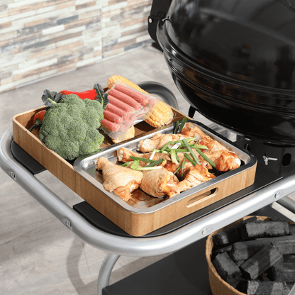 Outsunny Garden Charcoal Trolley Barbecue Grill with Wheels-Black
