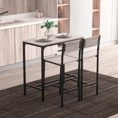 Metal Frame MDF Top Table & Bar Stool Set Black