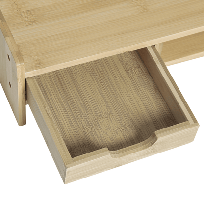 Monitor Riser Laptop PC Plinth Stand Desktop Organiser With Drawer Bamboo