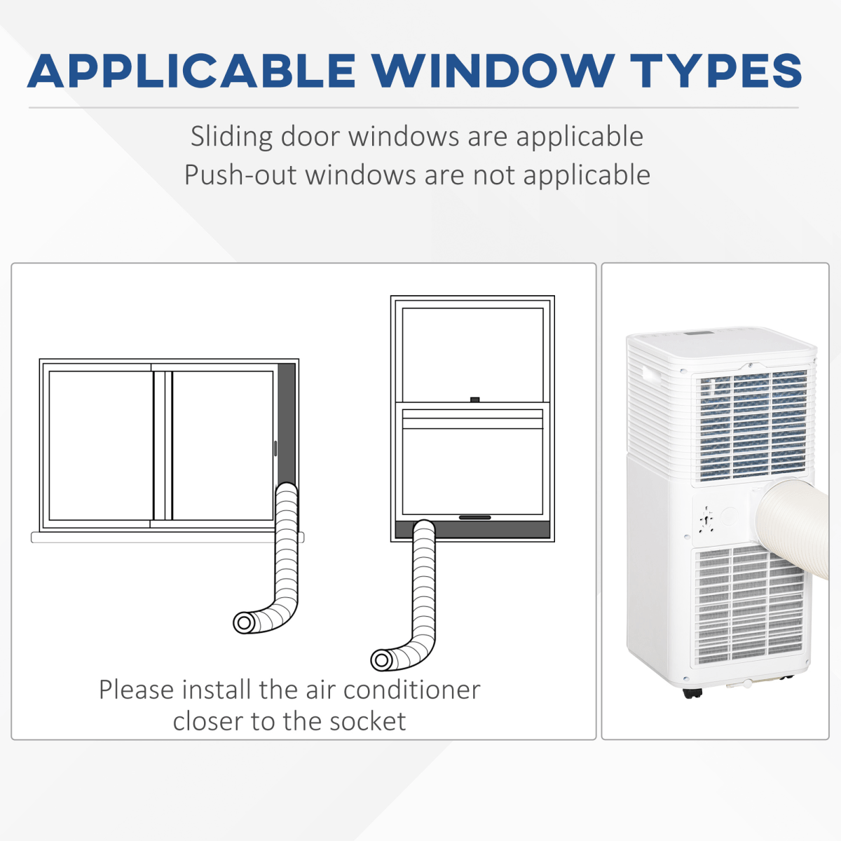 HOMCOM 9000 BTU Portable Air Conditioner 4 Modes LED Display Timer Home Office