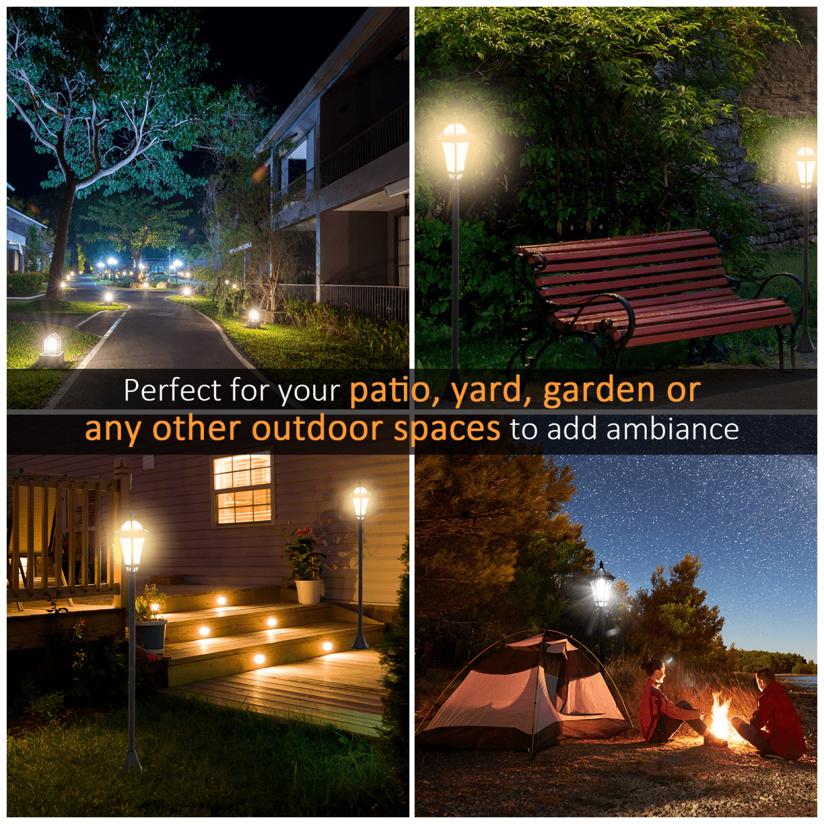 Solar Powered Garden Lamp Posts- 2 PCS LED Garden Lights