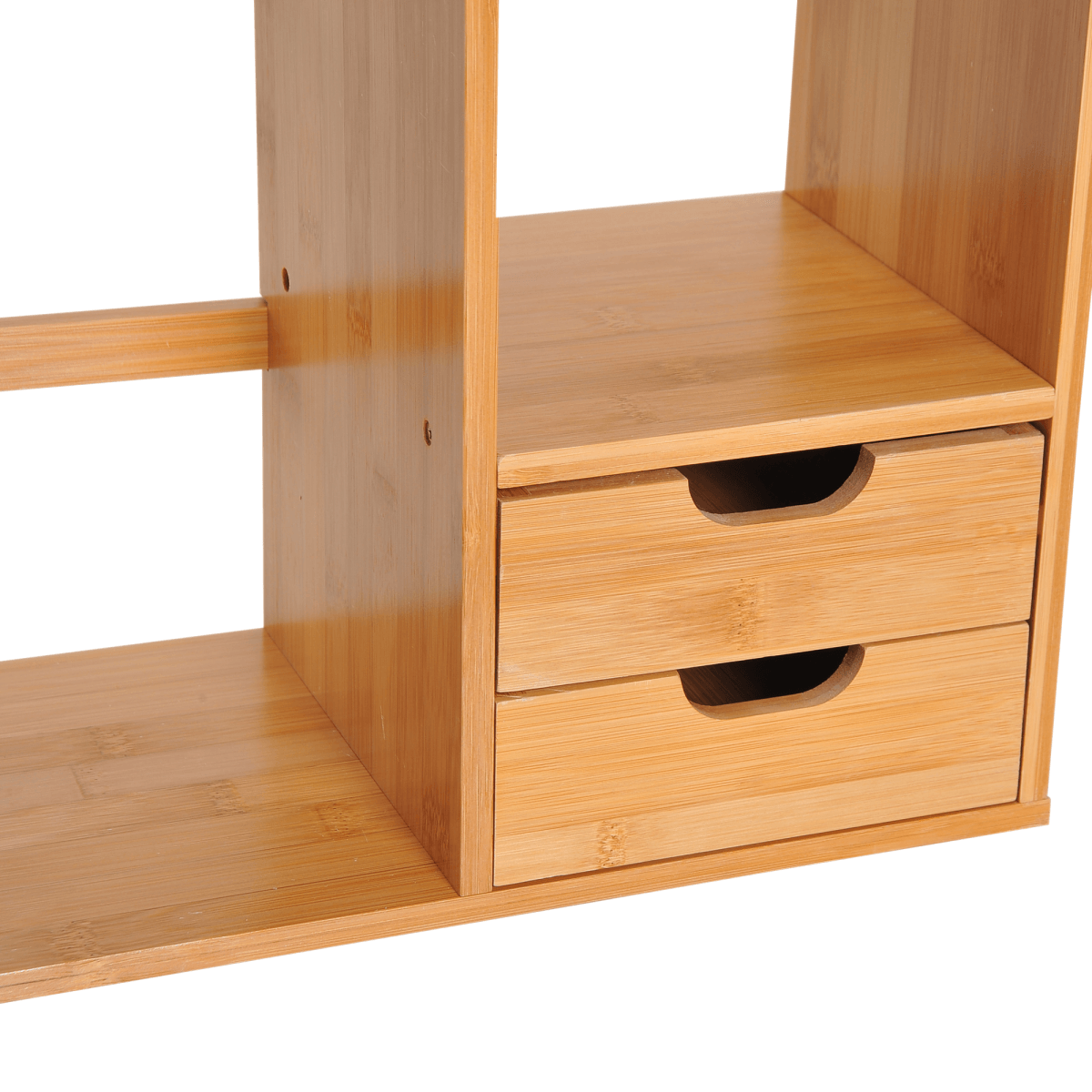 Bamboo Desk Organiser Desktop Bookshelf with 2 Drawers