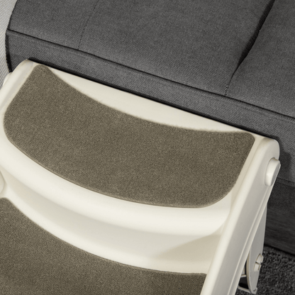 Portable Dog Steps Non-slip Pet Stairs 3-Step Design for High Beds Sofas, Cream