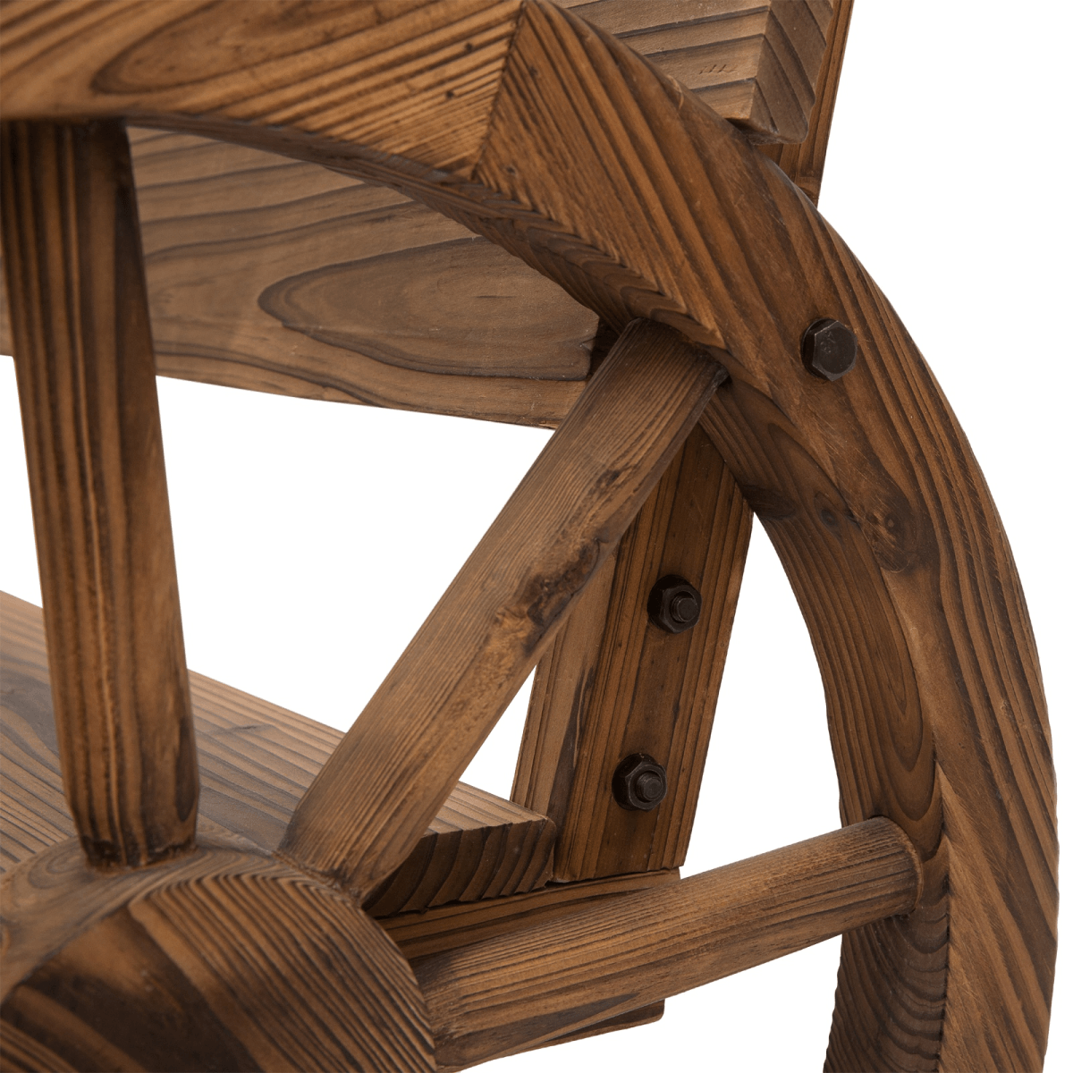 Fir Wood 2-Seater Outdoor Garden Wagon Wheel Bench