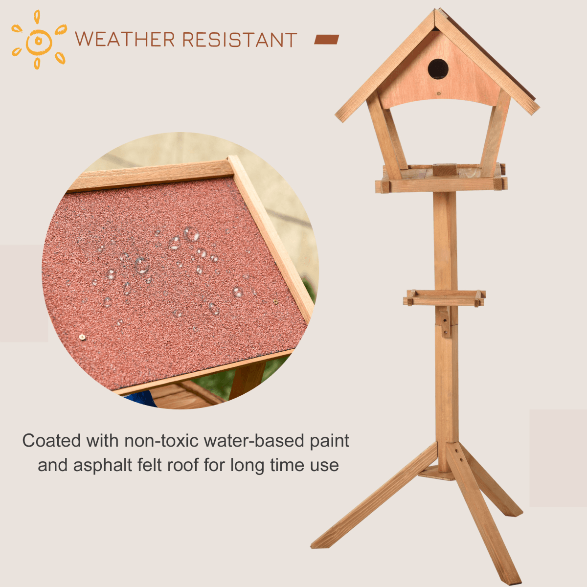 Wooden Bird Feeder Stand for the garden easy assembly with pre-drilled holes