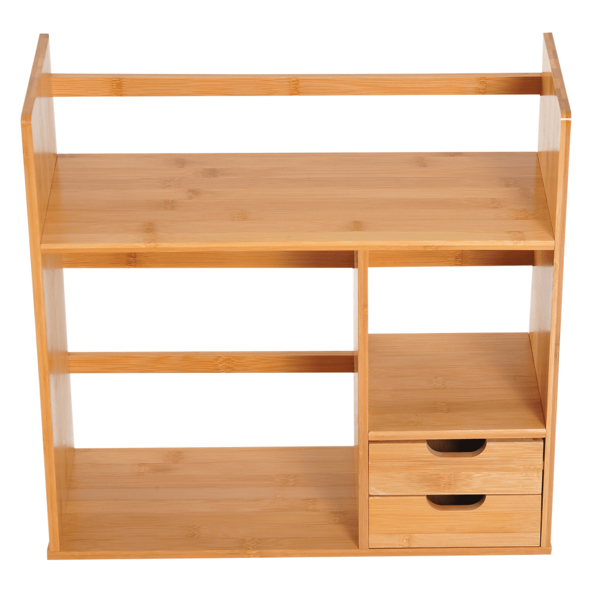 Bamboo Desk Organiser Desktop Bookshelf with 2 Drawers