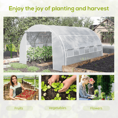 4 x 3 x 2 m Polytunnel Greenhouse With Steel Frame White easy assembly garden tunnel greenhouse with support bars
