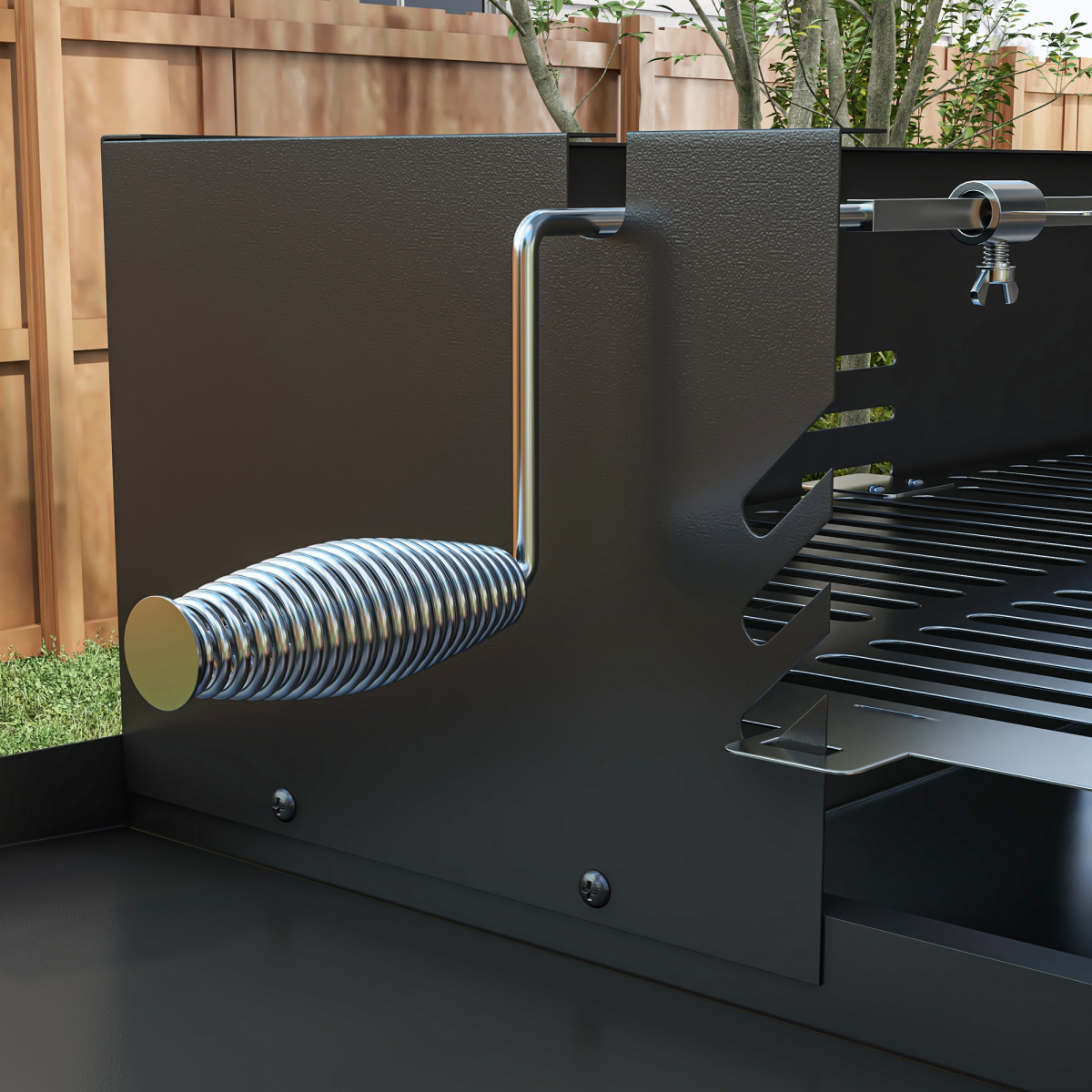 Outsunny Charcoal Spit Roasting Machine with 3-Tier Grill Grate & Foldable Shelves