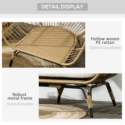 Outsunny Round PE Rattan Outdoor Egg Chair w/ Padded Cushions for Garden