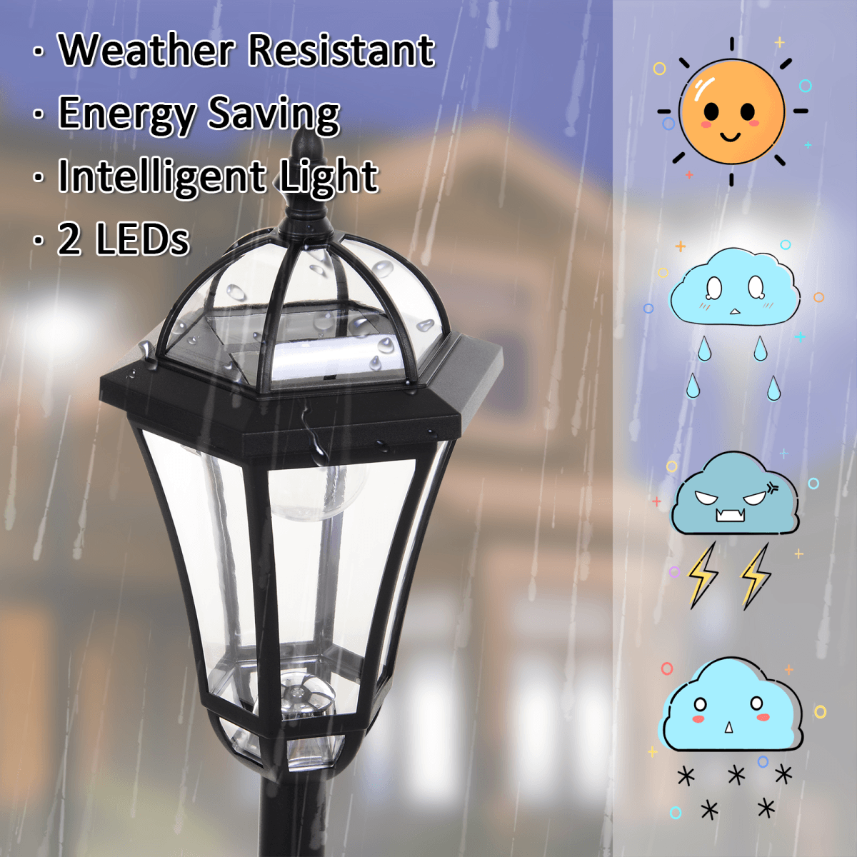 Solar Powered Garden Lamp Posts- 2 PCS LED Garden Lights