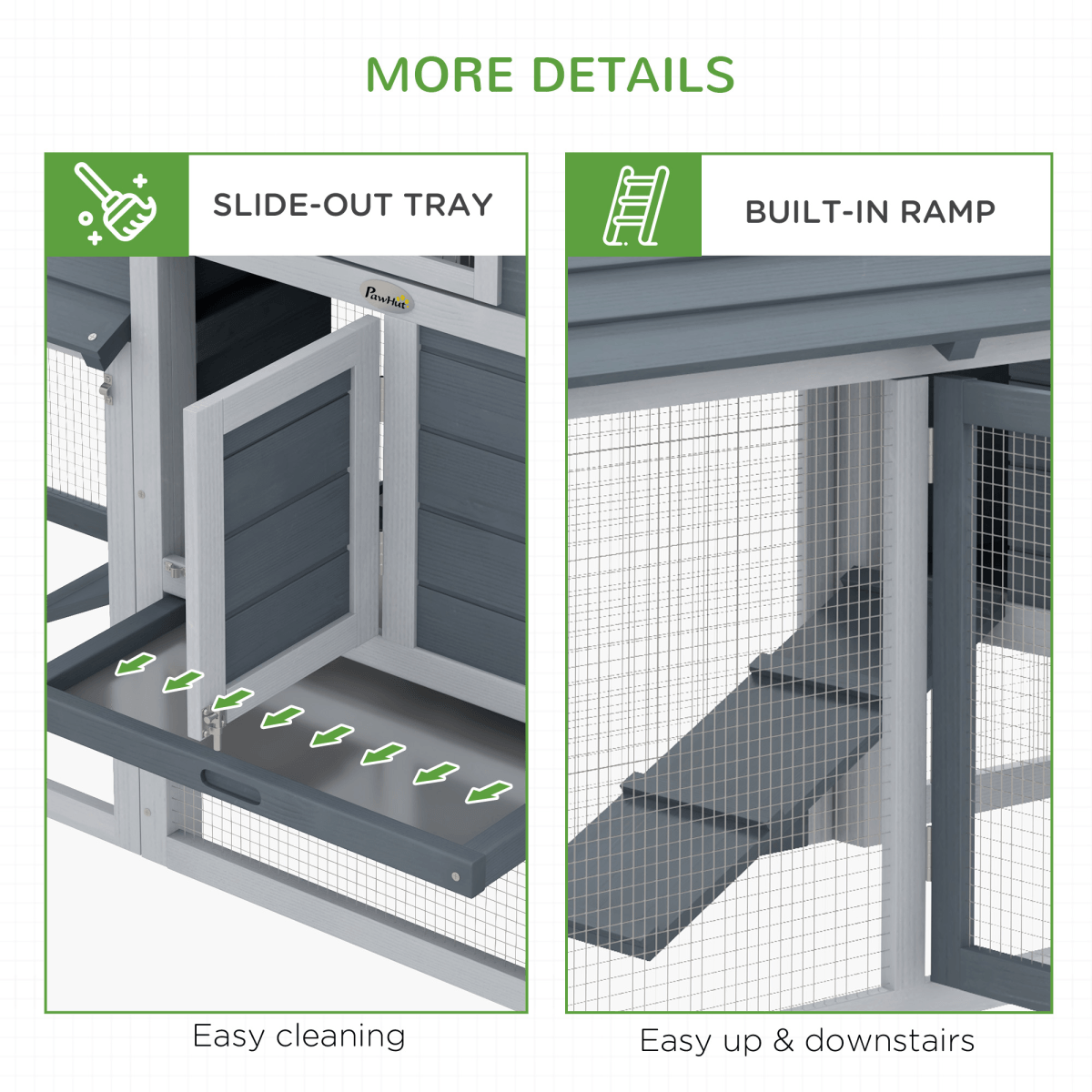 Small Chicken Coop Hen Cage Nesting Box w/ Outdoor Run Grey 150.5 x 54 x 87 cm