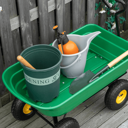 Heavy Duty 75L 4 Wheel Garden Cart - Green