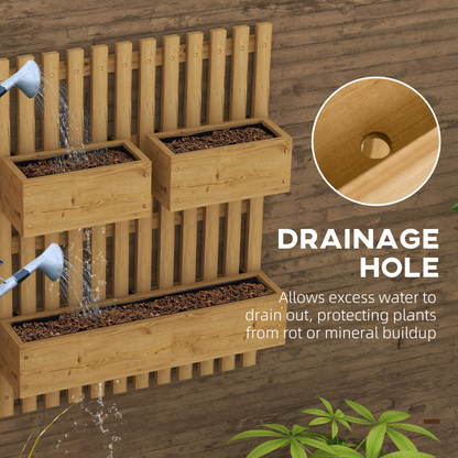 Outsunny Wooden Garden Planters with Trellis Wall-mounted Raised Garden Bed