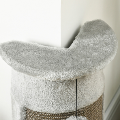 Corner 58cm Cat Scratching Post with Covered Plush, Sisal Rope & Toy Balls