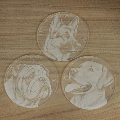 Gift Packed Set of 6 Engraved Acrylic Coasters - Dogs