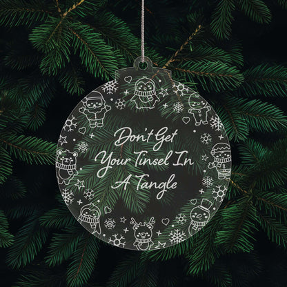 Keep Calm Christmas Cuties Tree Baubles - Set of 3 Engraved Clear Acrylic Festive Decorations - 8.8 cm
