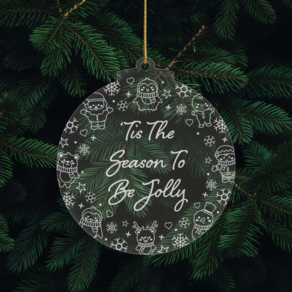 Festive Messages Christmas Cuties Tree Baubles - Set of 3 Engraved Clear Acrylic Festive Decorations - 8.8 cm