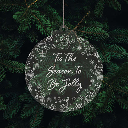 Festive Messages Christmas Cuties Tree Baubles - Set of 3 Engraved Clear Acrylic Festive Decorations - 8.8 cm