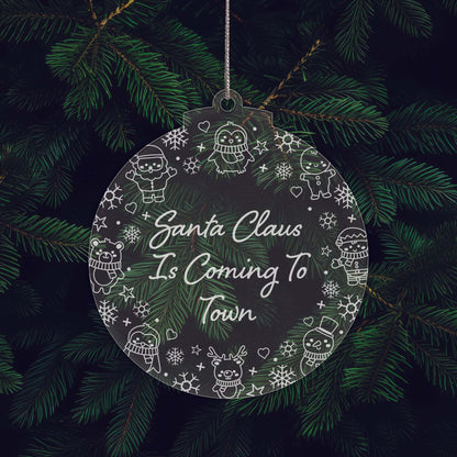 Santa's Favourite Christmas Cuties Tree Baubles - Set of 3 Engraved Clear Acrylic Festive Decorations - 8.8 cm