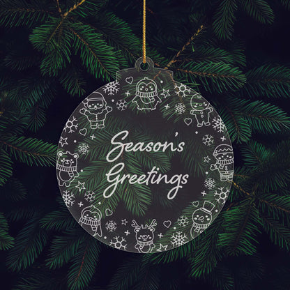 Festive Messages Christmas Cuties Tree Baubles - Set of 3 Engraved Clear Acrylic Festive Decorations - 8.8 cm