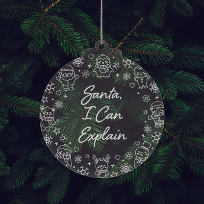 Naughty List Christmas Cuties Tree Baubles - Set of 3 Engraved Clear Acrylic Festive Decorations - 8.8 cm