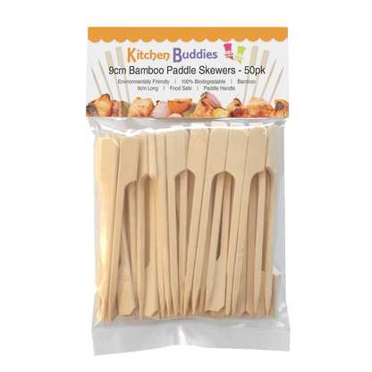 9cm Bamboo Paddle Skewers - Pack of 50 | Bamboo Cocktail Picks for Kebabs, Burgers, Appetisers, Fruit, BBQ & Crafts (50, 9cm / 3½ Inch)