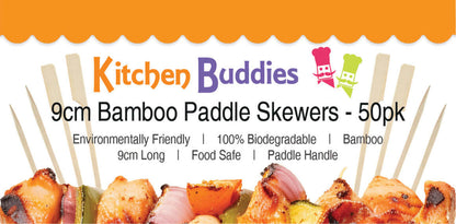 9cm Bamboo Paddle Skewers - Pack of 50 | Bamboo Cocktail Picks for Kebabs, Burgers, Appetisers, Fruit, BBQ & Crafts (50, 9cm / 3½ Inch)