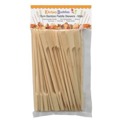 15cm Bamboo Paddle Skewers - Pack of 50 | Bamboo Cocktail Picks for Kebabs, Burgers, Appetisers, Fruit, BBQ & Crafts (50, 15cm / 6 Inch)