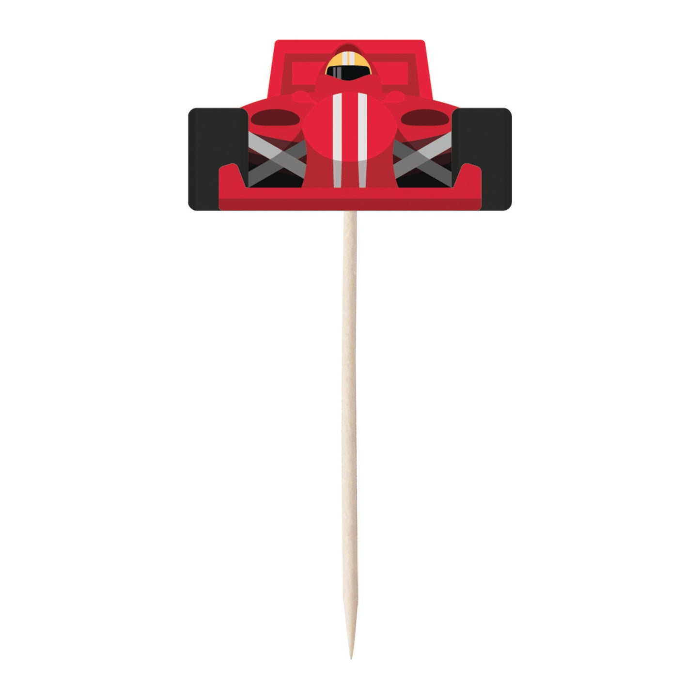 Racing Car & Chequered Flag Cupcake Toppers Set - 24pc - Birthday Celebration Cupcake & Cake Decorations