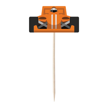 Racing Car & Chequered Flag Cupcake Toppers Set - 24pc - Birthday Celebration Cupcake & Cake Decorations