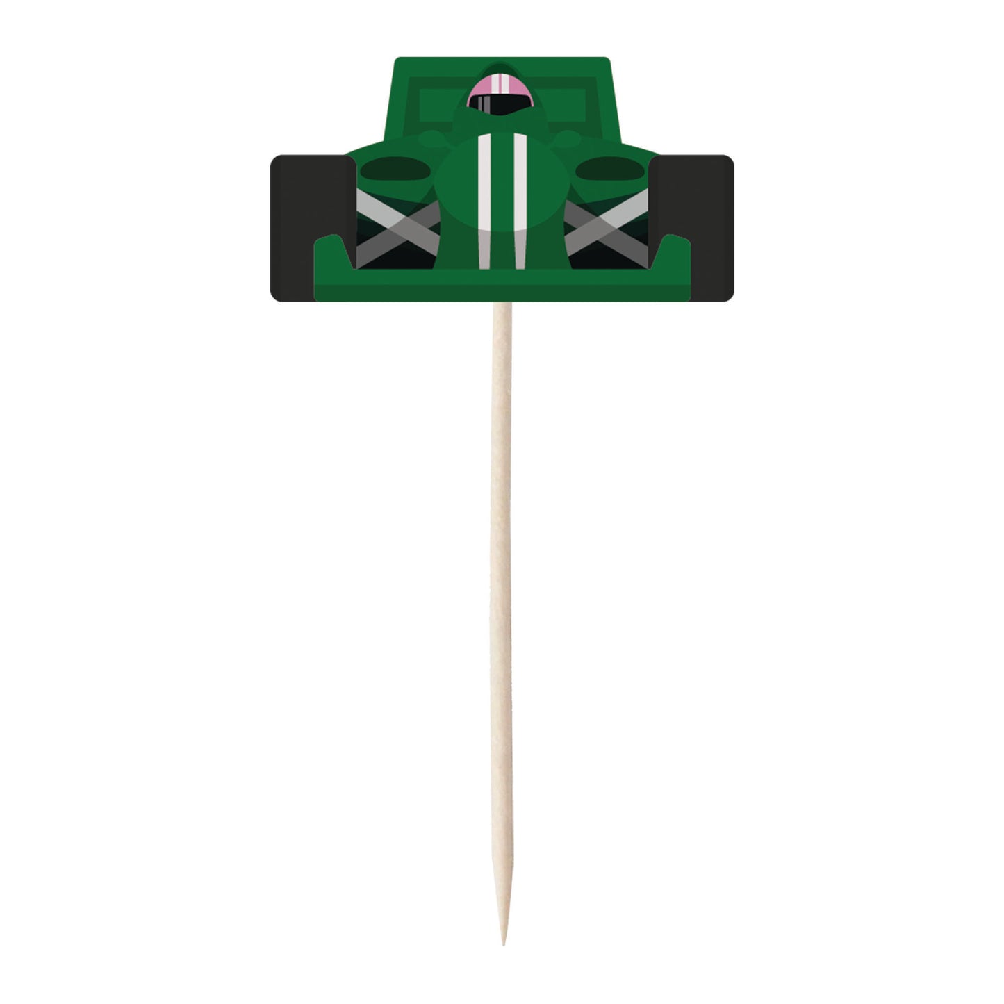 Racing Car & Chequered Flag Cupcake Toppers Set - 24pc - Birthday Celebration Cupcake & Cake Decorations