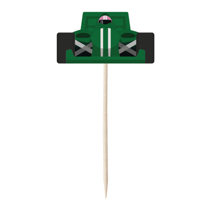 Racing Car & Chequered Flag Cupcake Toppers Set - 24pc - Birthday Celebration Cupcake & Cake Decorations