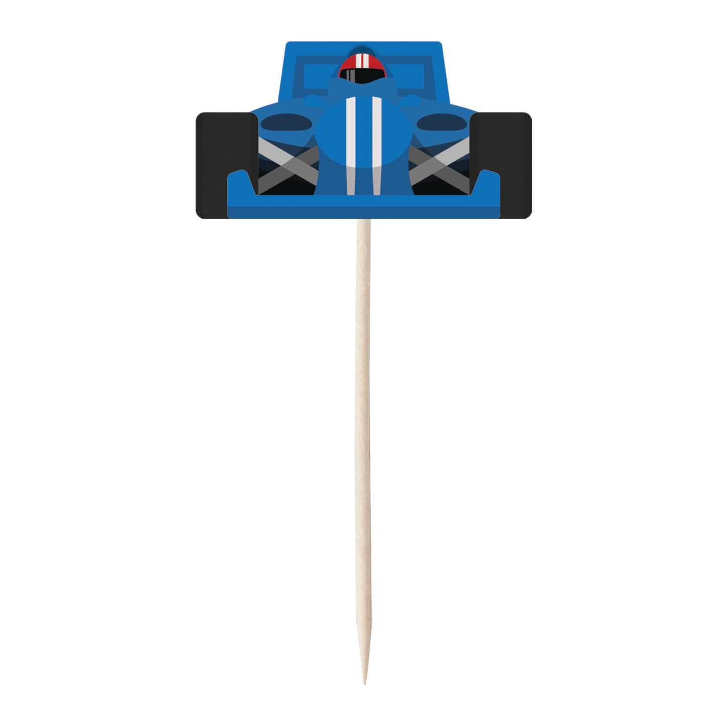 Racing Car & Chequered Flag Cupcake Toppers Set - 24pc - Birthday Celebration Cupcake & Cake Decorations