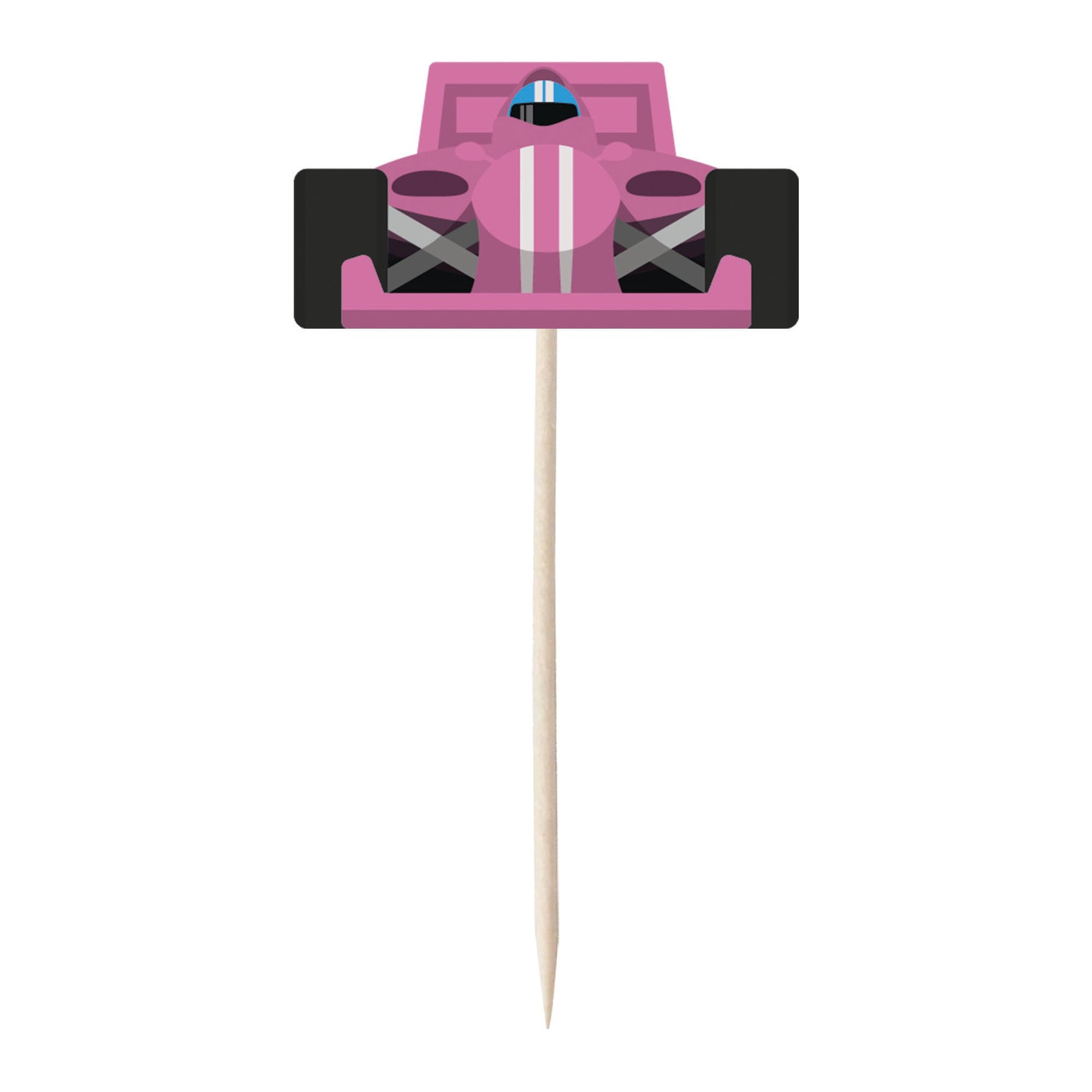 Racing Car & Chequered Flag Cupcake Toppers Set - 24pc - Birthday Celebration Cupcake & Cake Decorations