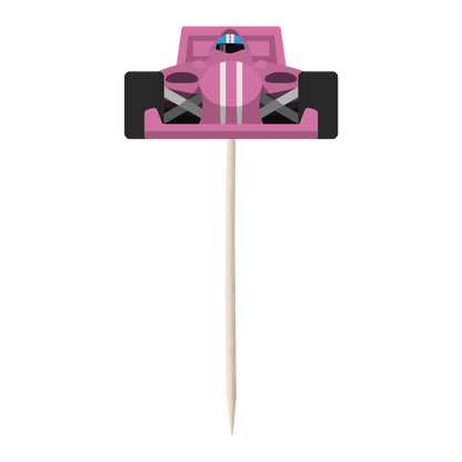 Racing Car & Chequered Flag Cupcake Toppers Set - 24pc - Birthday Celebration Cupcake & Cake Decorations