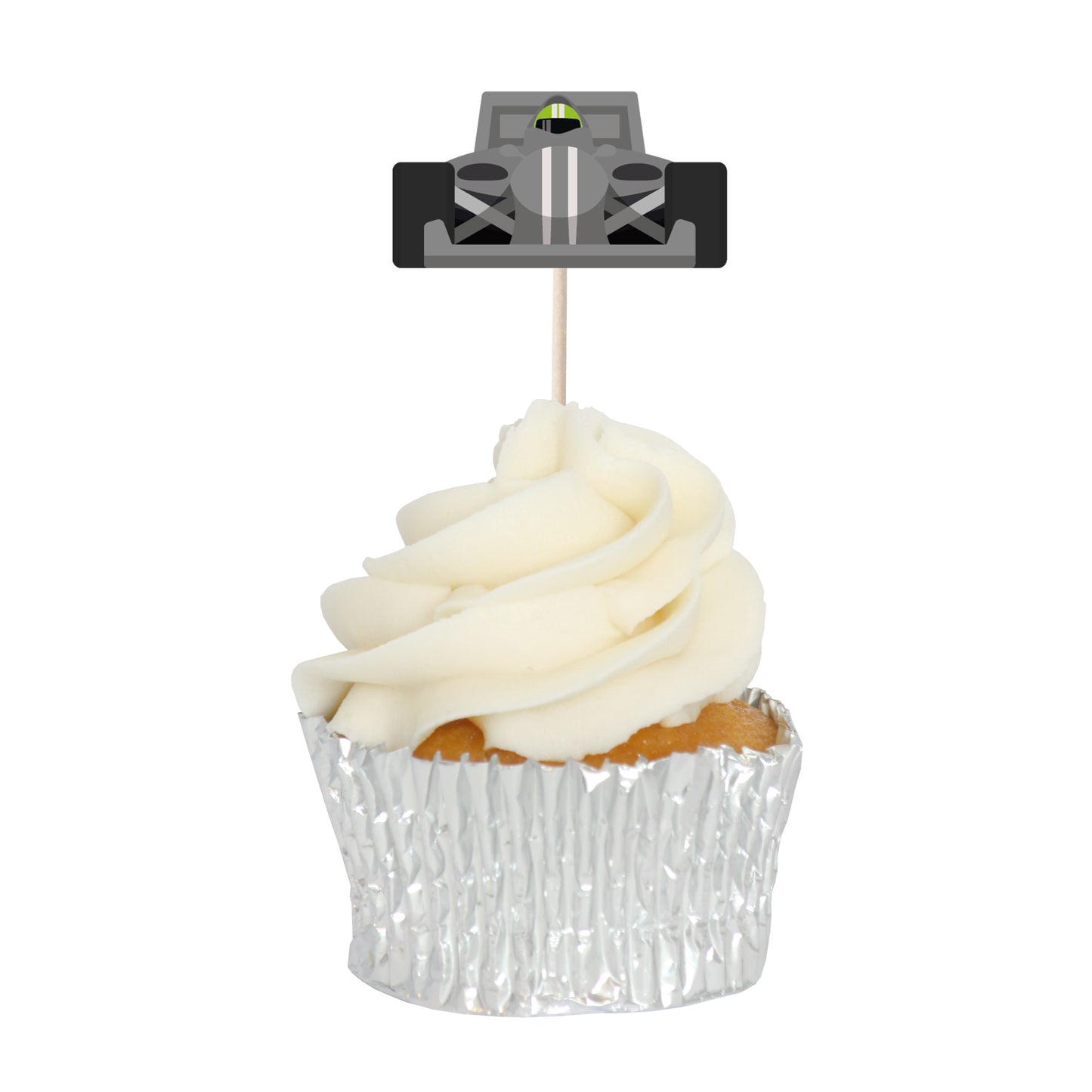 Racing Car & Chequered Flag Cupcake Toppers Set - 24pc - Birthday Celebration Cupcake & Cake Decorations